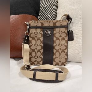 Coach crossbody bag- dark brown/beige- Like new